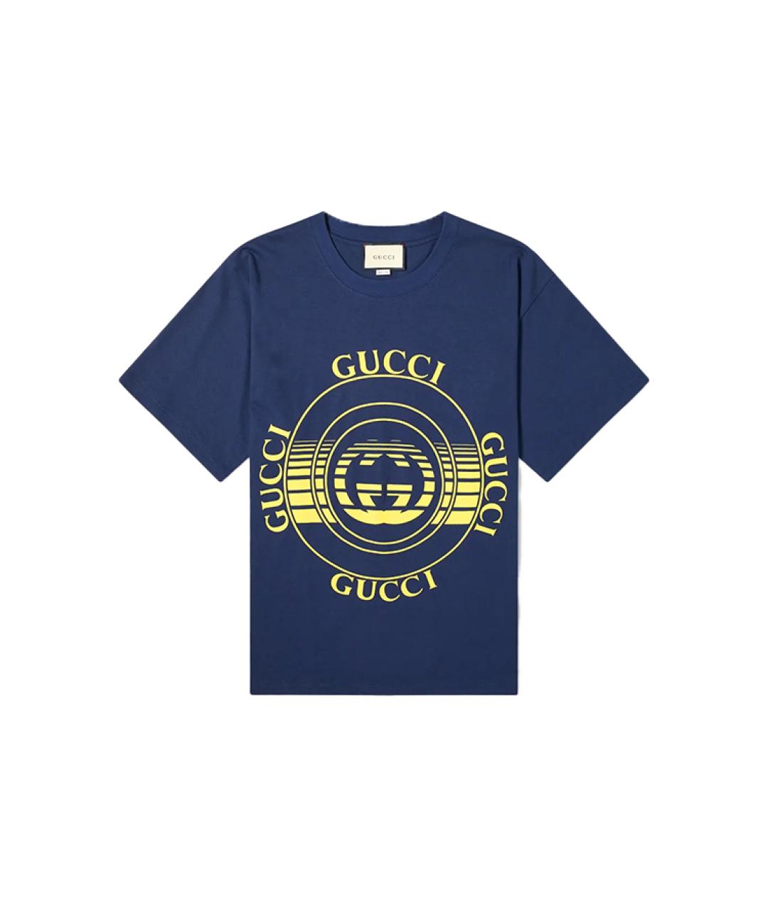 GUCCI Темно-синяя хлопковая футболка, фото 1