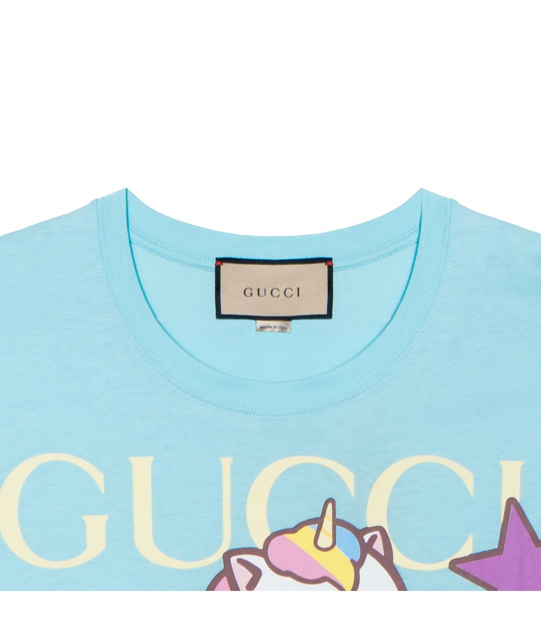 GUCCI Голубая футболка, фото 5