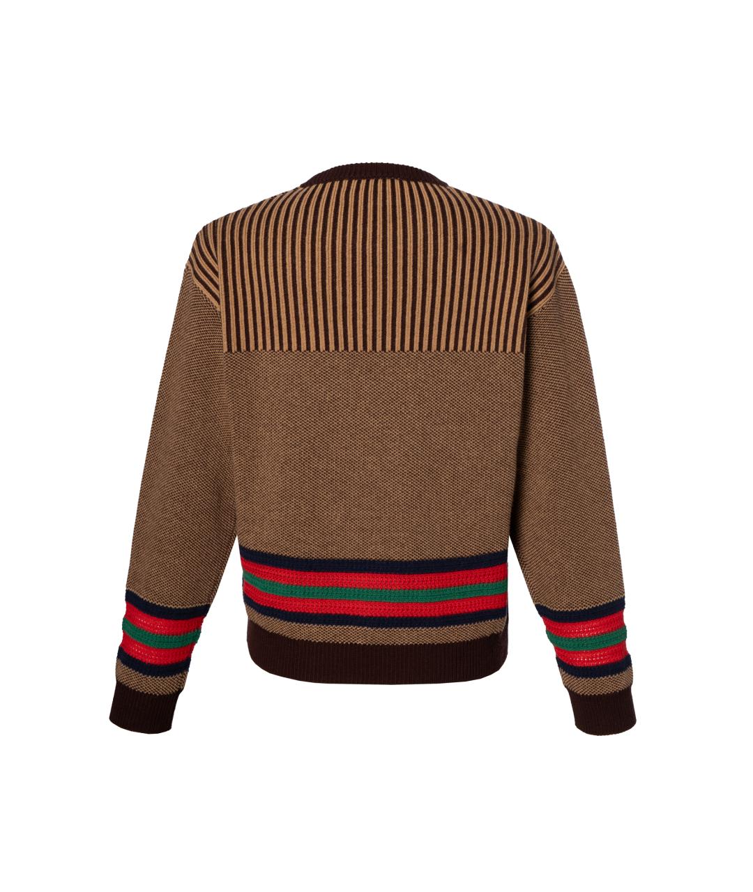 GUCCI Коричневый шерстяной джемпер / свитер, фото 2