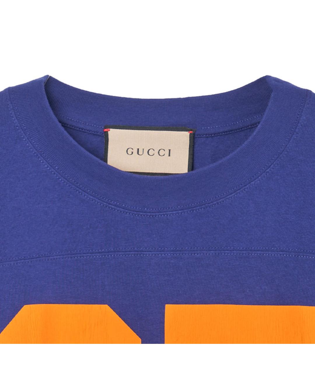 GUCCI Темно-синяя хлопковая футболка, фото 5