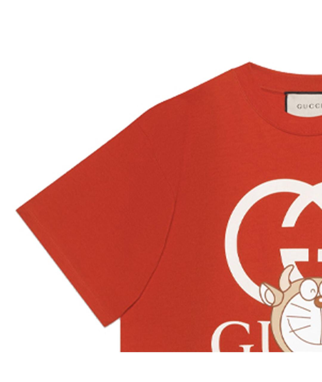 GUCCI Красная хлопковая футболка, фото 5