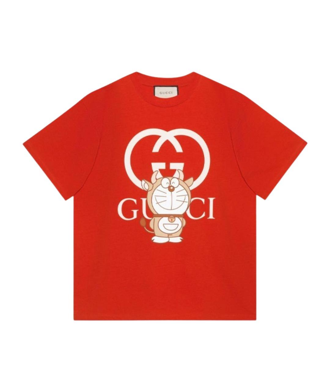GUCCI Красная хлопковая футболка, фото 1