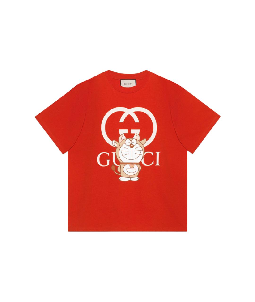 GUCCI Красная хлопковая футболка, фото 6