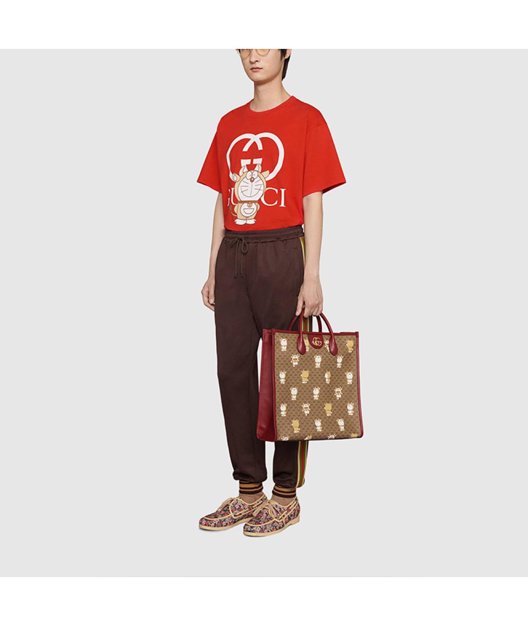 GUCCI Красная хлопковая футболка, фото 3