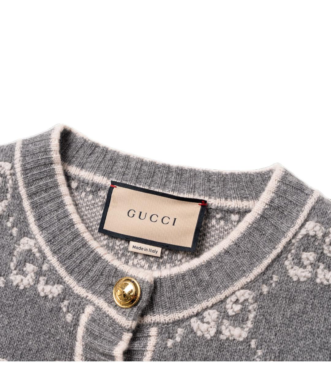 GUCCI Серый шерстяной кардиган, фото 3