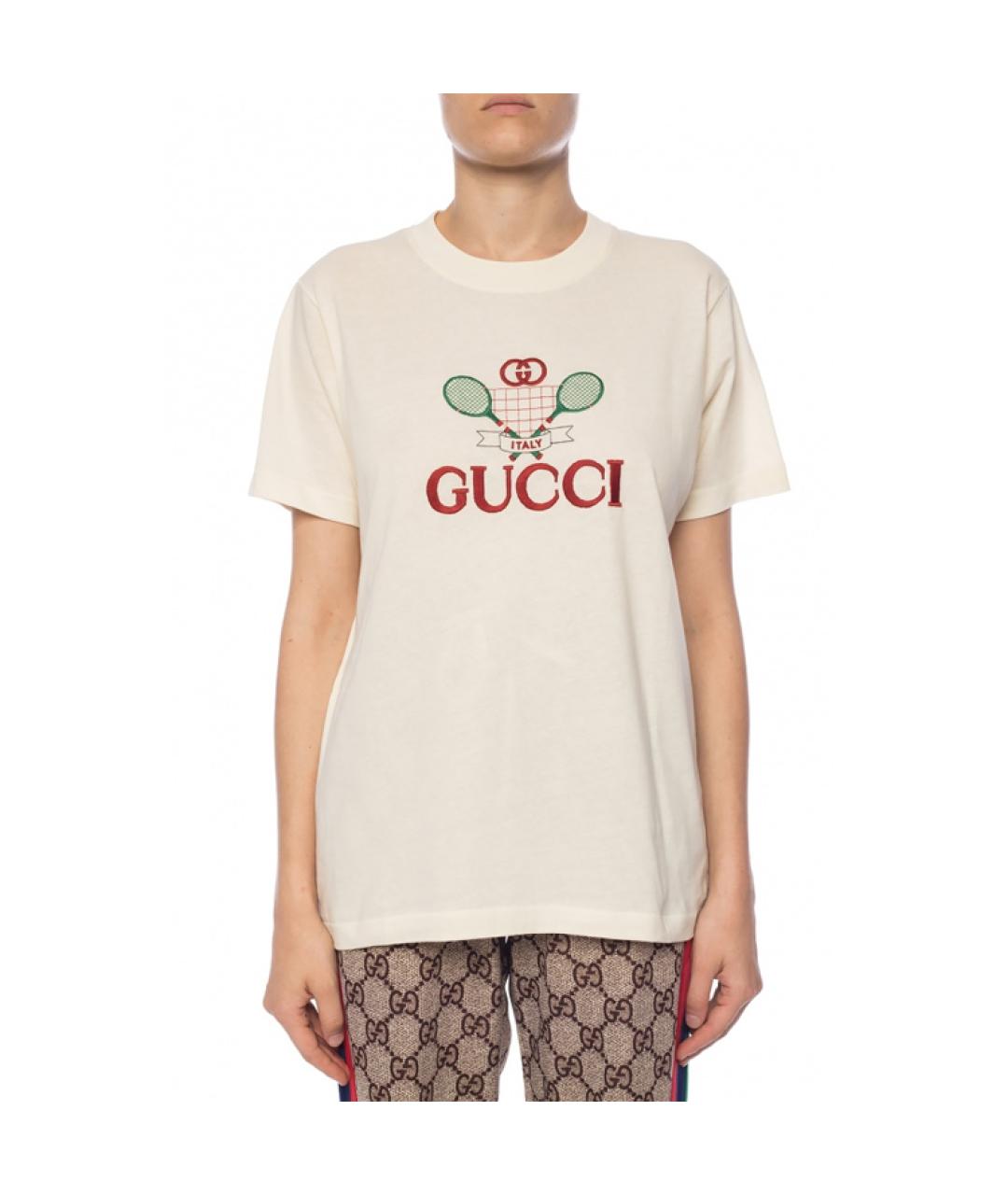GUCCI Бежевая хлопковая футболка, фото 4