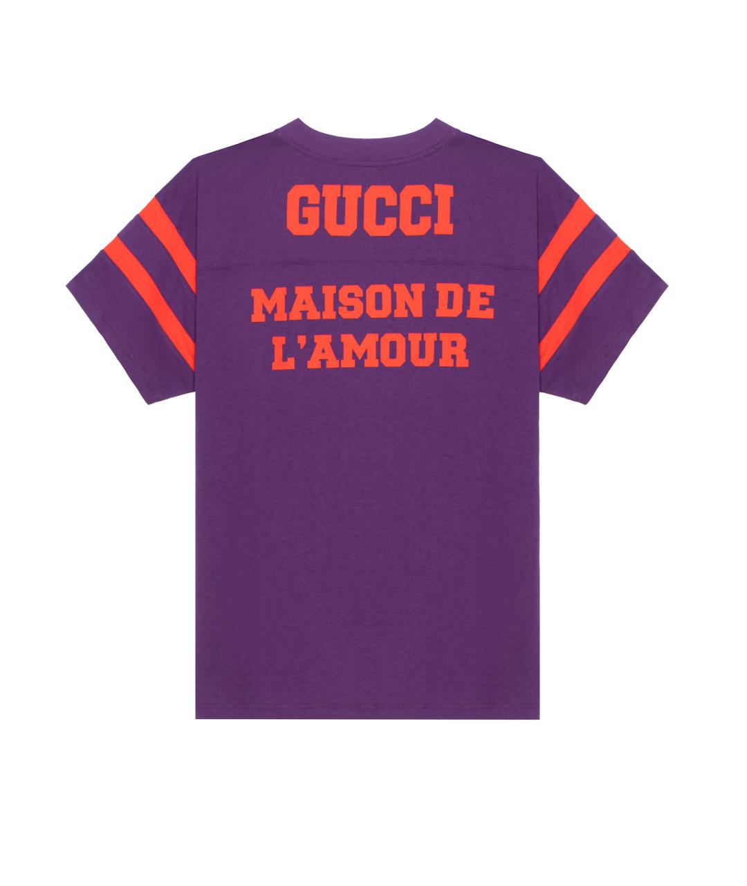 GUCCI Фиолетовая хлопковая футболка, фото 2