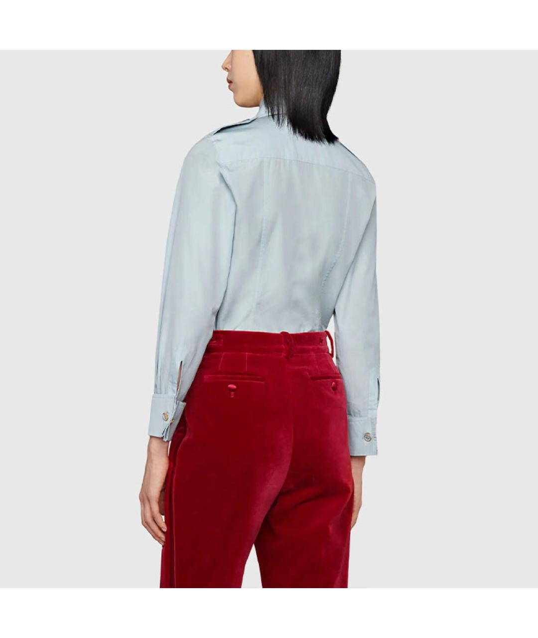 GUCCI Голубая хлопковая рубашка, фото 3