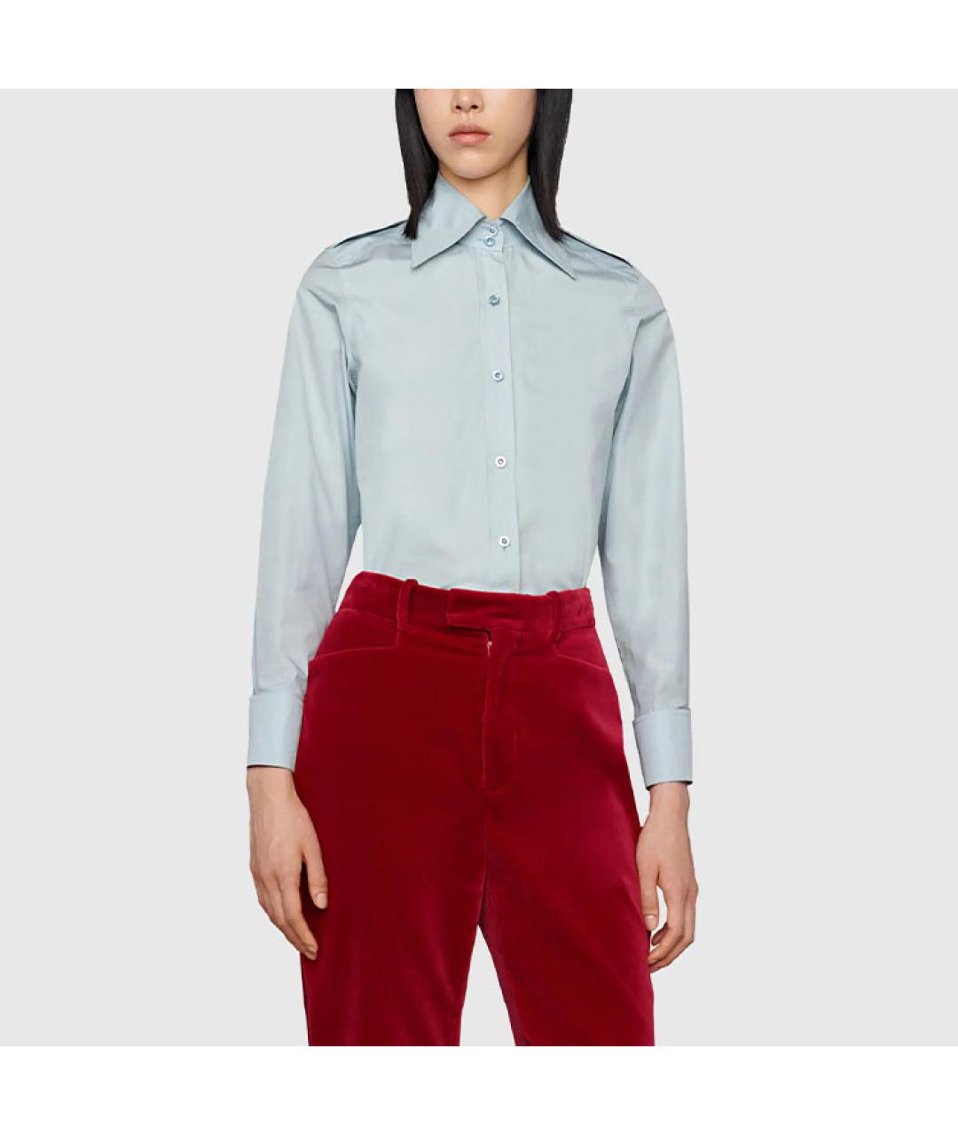 GUCCI Голубая хлопковая рубашка, фото 4