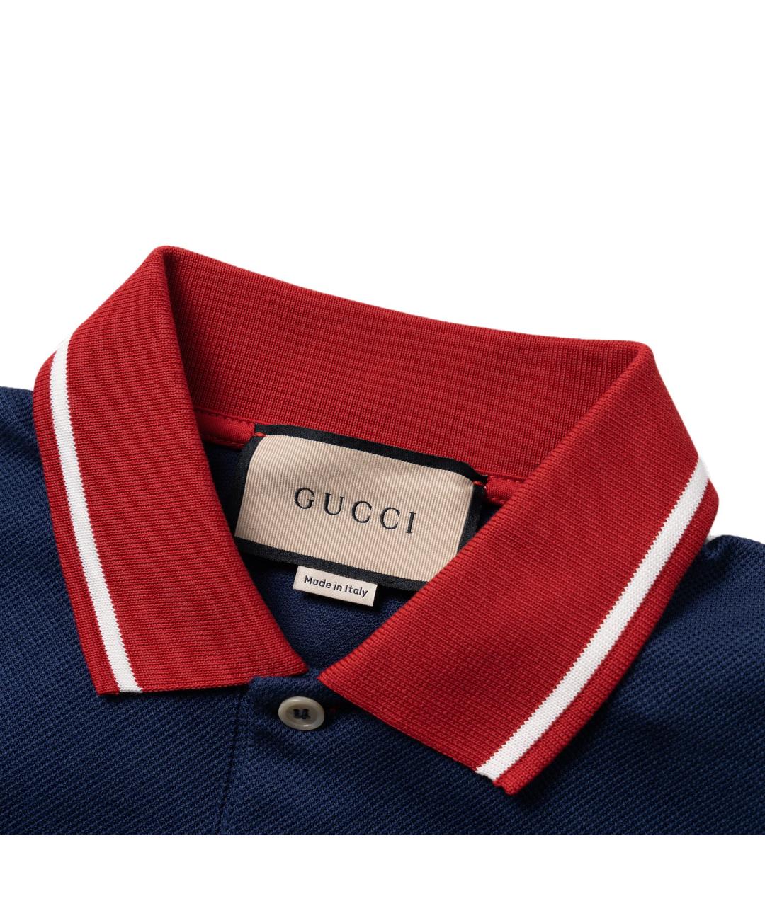 GUCCI Темно-синее поло с коротким рукавом, фото 4