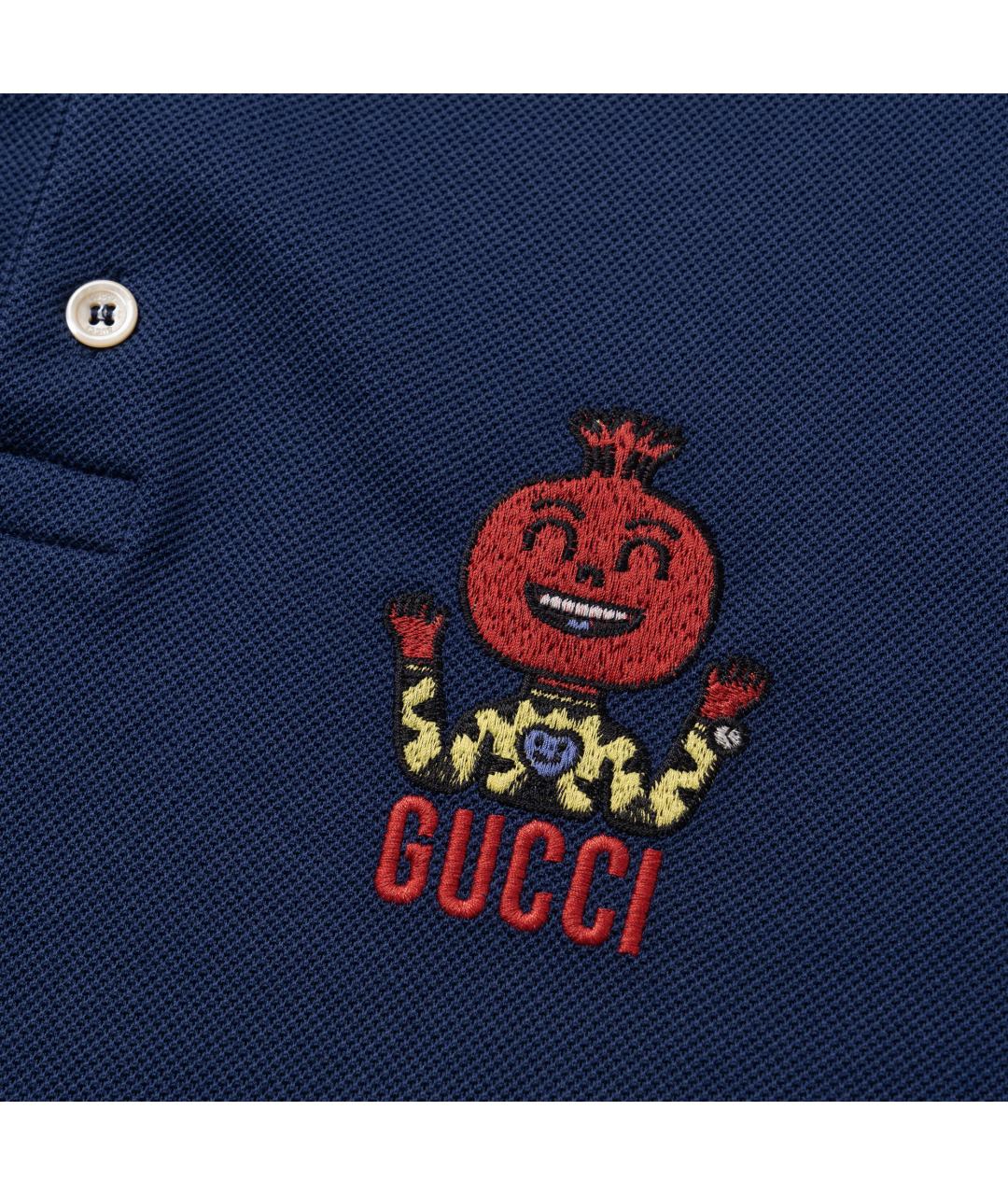GUCCI Темно-синее поло с коротким рукавом, фото 3