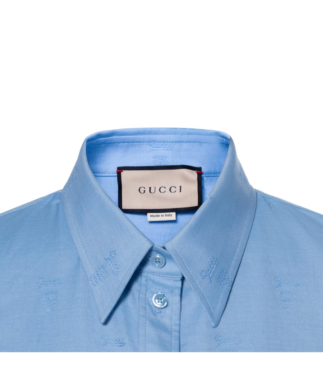 GUCCI Голубая хлопковая рубашка, фото 3