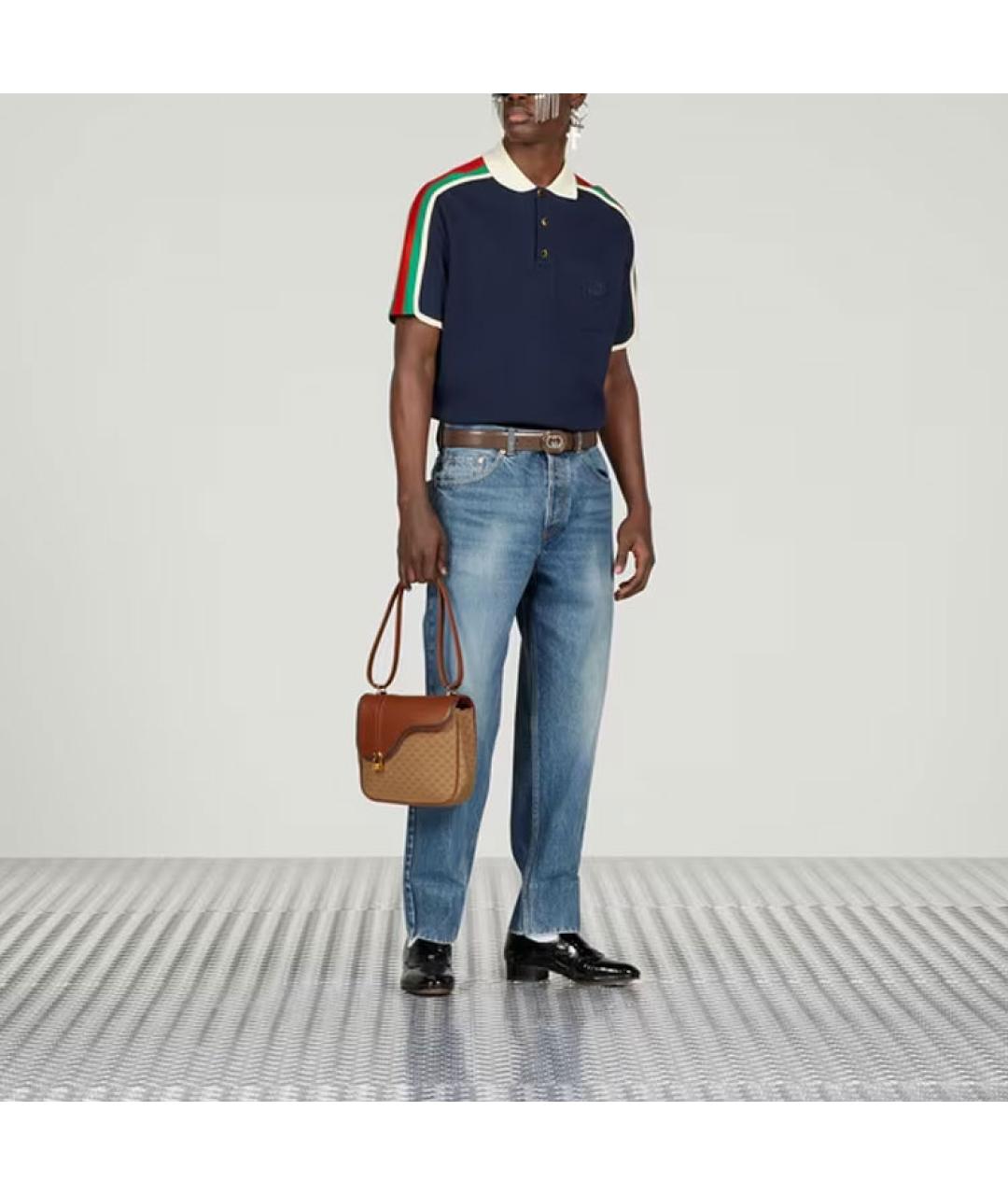 GUCCI Темно-синее поло с коротким рукавом, фото 2
