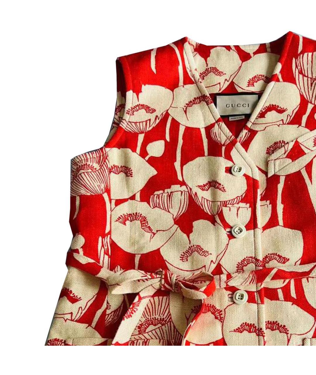 GUCCI Красный шелковый жилет, фото 4