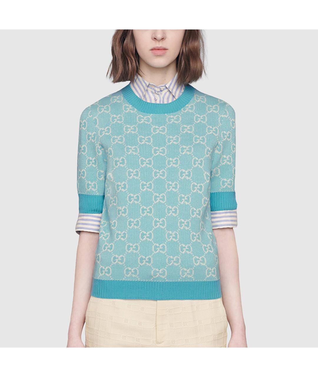 GUCCI Голубой джемпер / свитер, фото 4