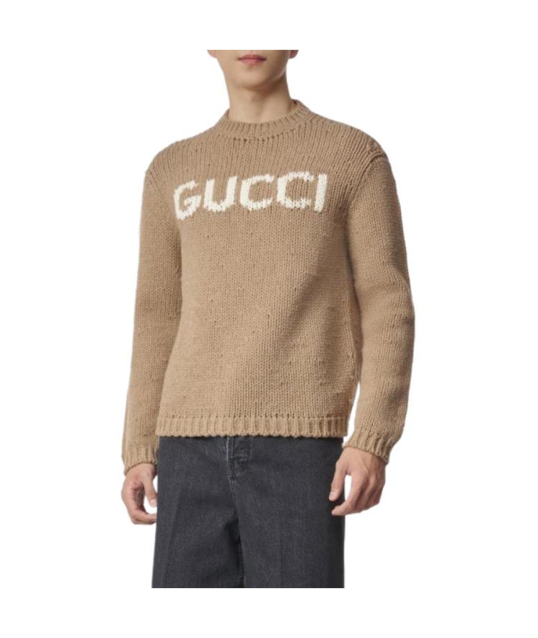 GUCCI Коричневый шерстяной джемпер / свитер, фото 3