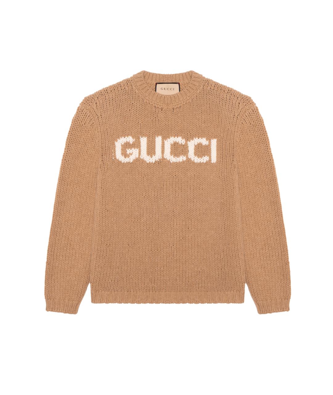 GUCCI Коричневый шерстяной джемпер / свитер, фото 1