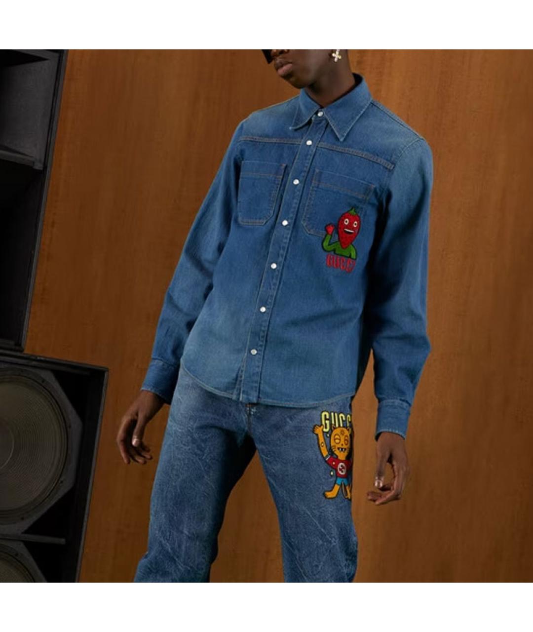 GUCCI Синяя кэжуал рубашка, фото 4