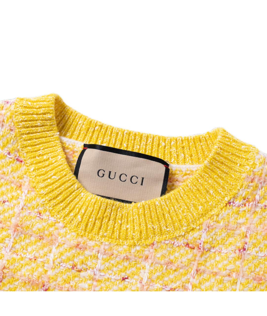 GUCCI Желтый шерстяной джемпер / свитер, фото 4