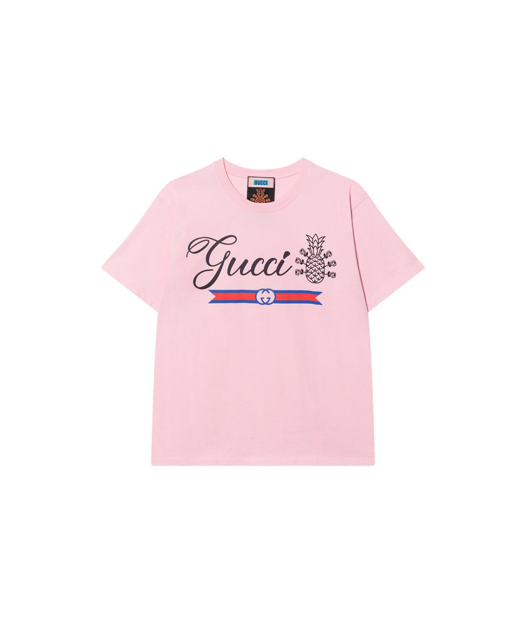 GUCCI Розовая хлопковая футболка, фото 1