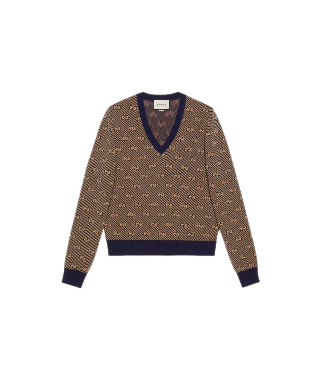 GUCCI Коричневый кашемировый джемпер / свитер, фото 1