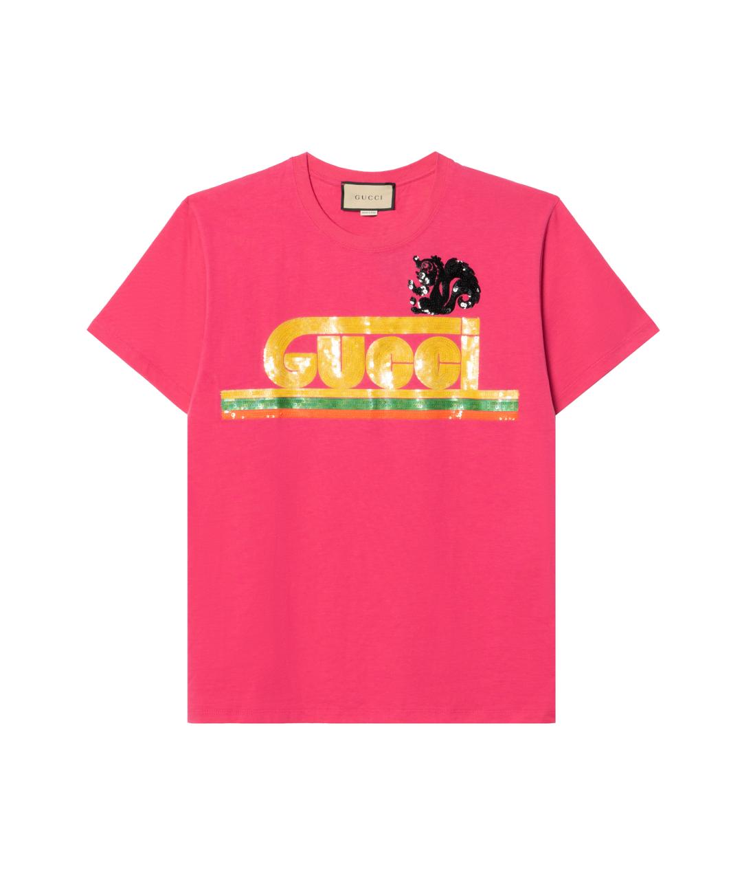 GUCCI Фуксия хлопковая футболка, фото 1