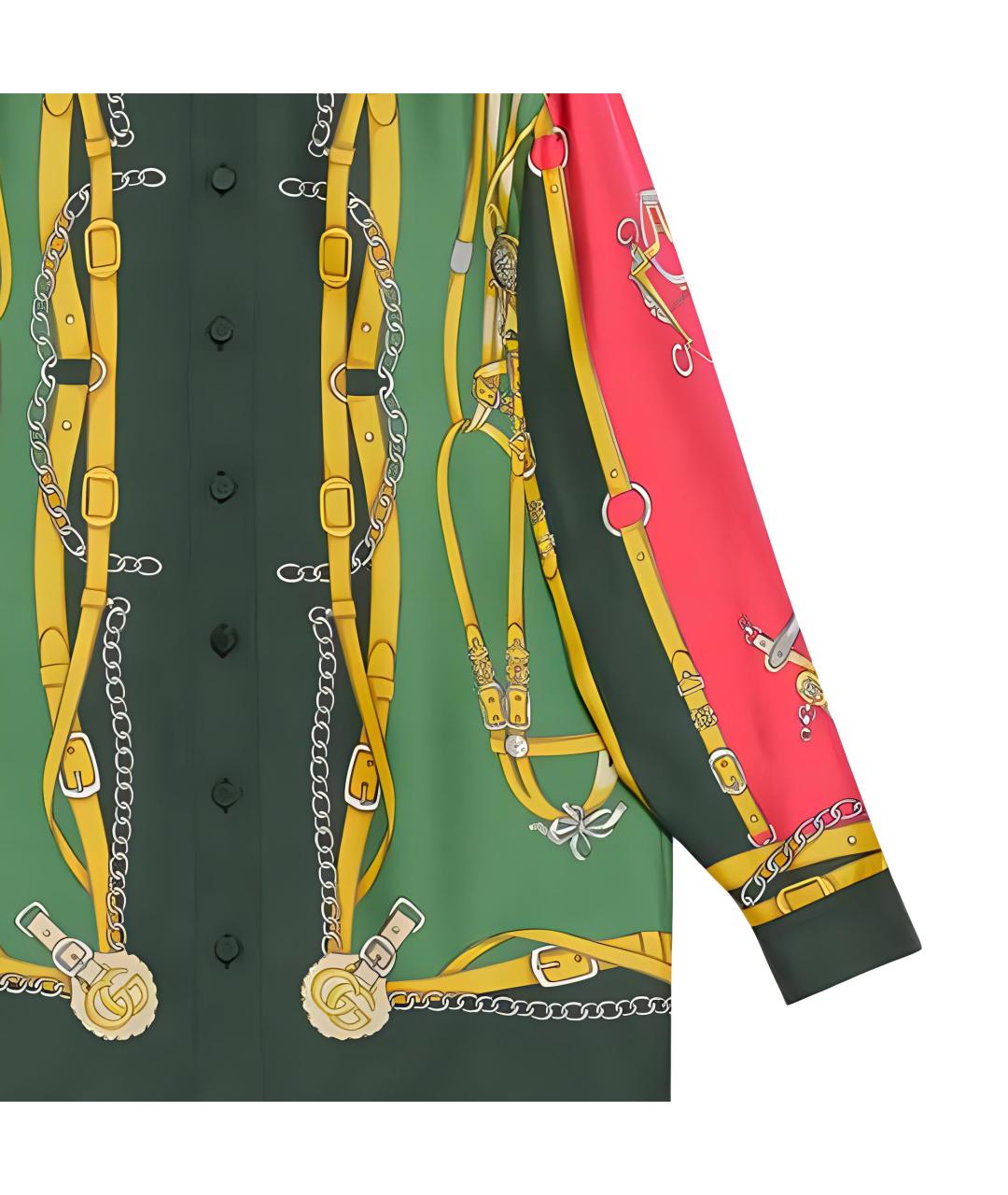 GUCCI Зеленая шелковая рубашка, фото 4