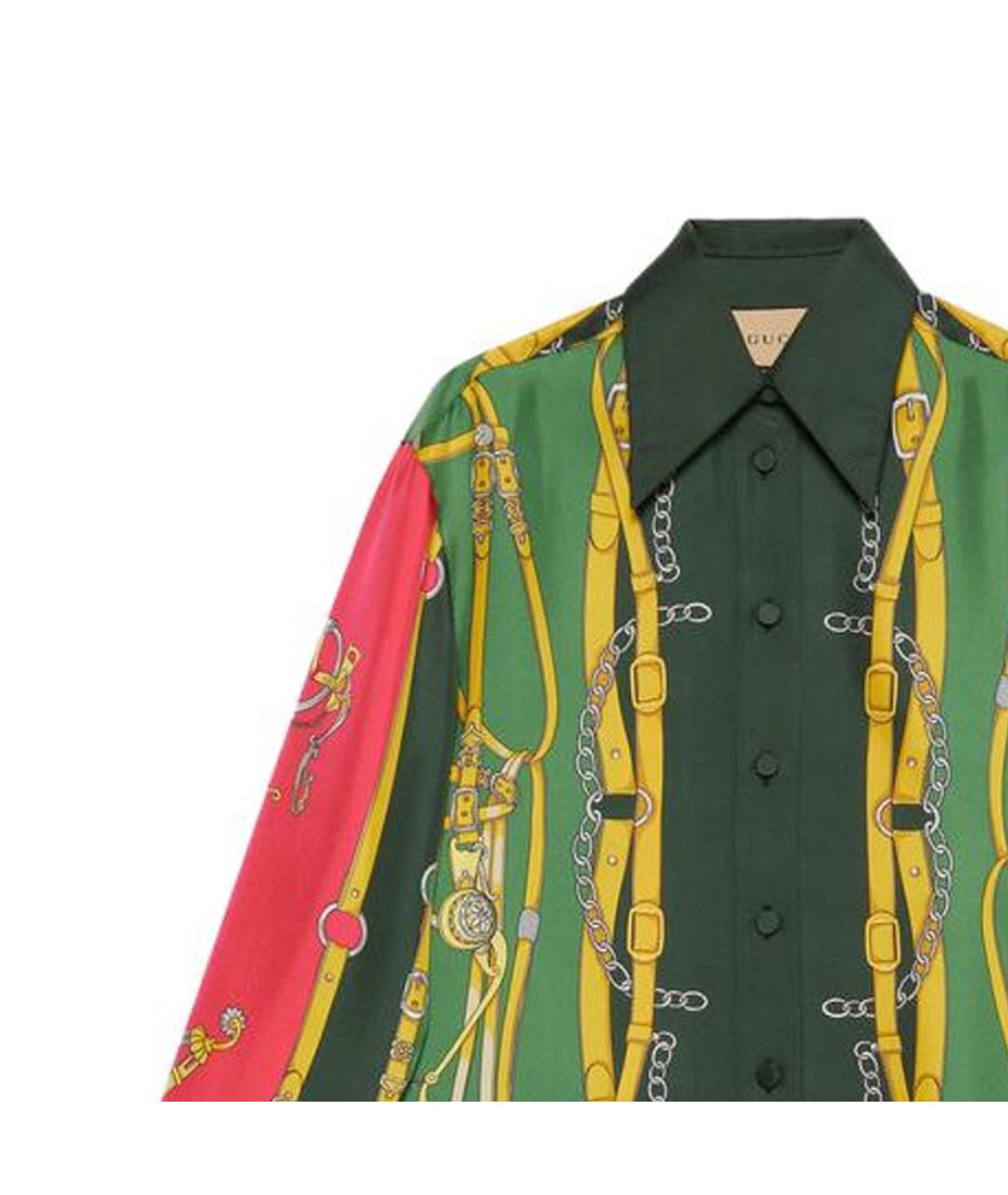 GUCCI Зеленая шелковая рубашка, фото 2