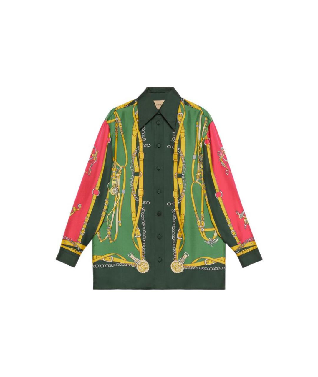 GUCCI Зеленая шелковая рубашка, фото 1