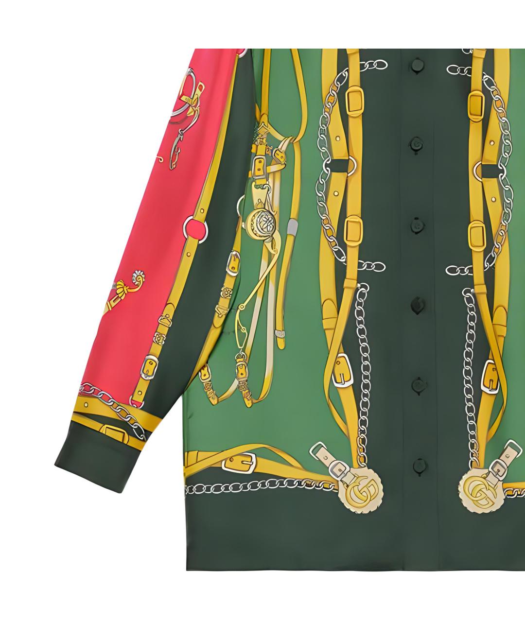 GUCCI Зеленая шелковая рубашка, фото 3