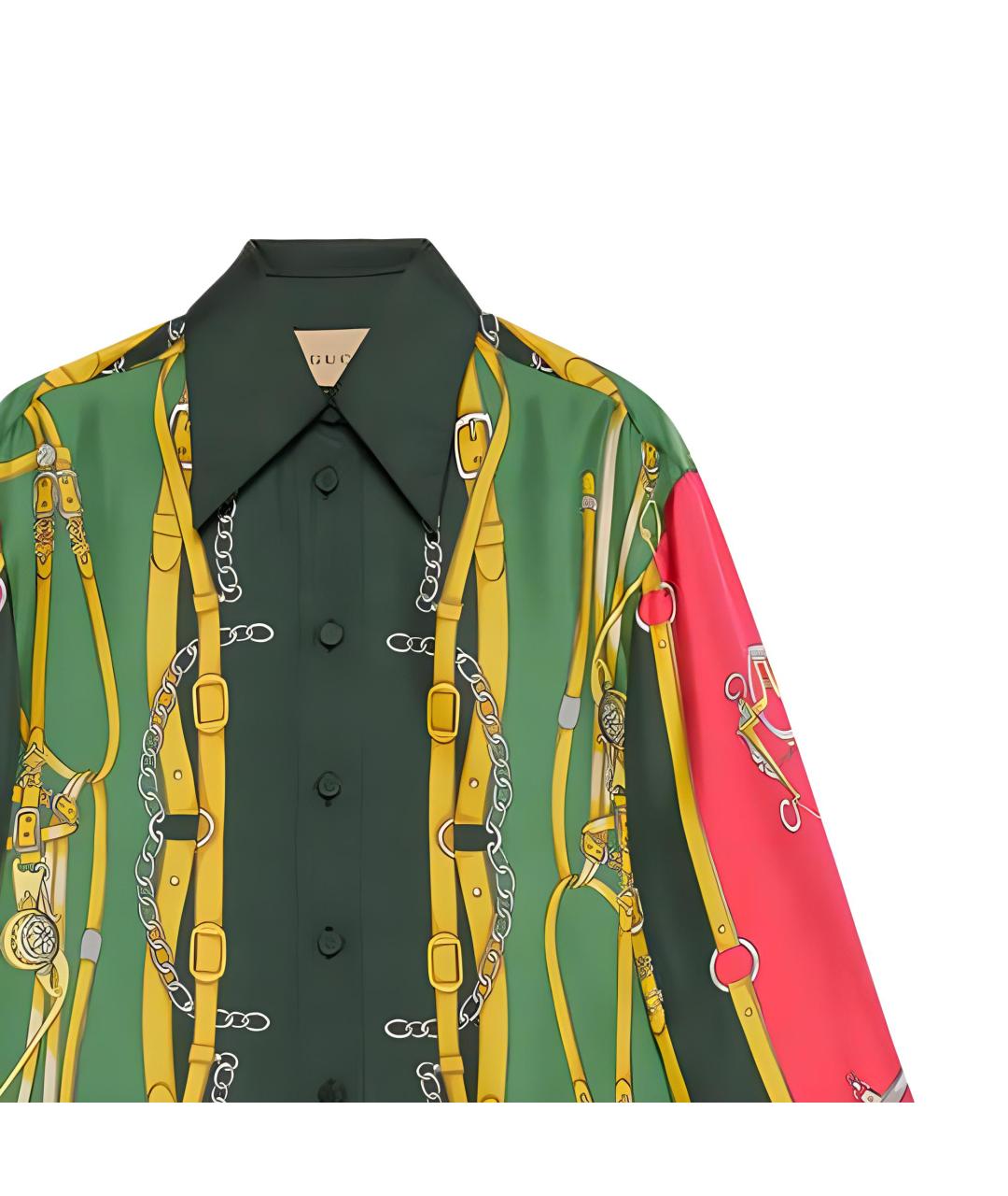 GUCCI Зеленая шелковая рубашка, фото 5