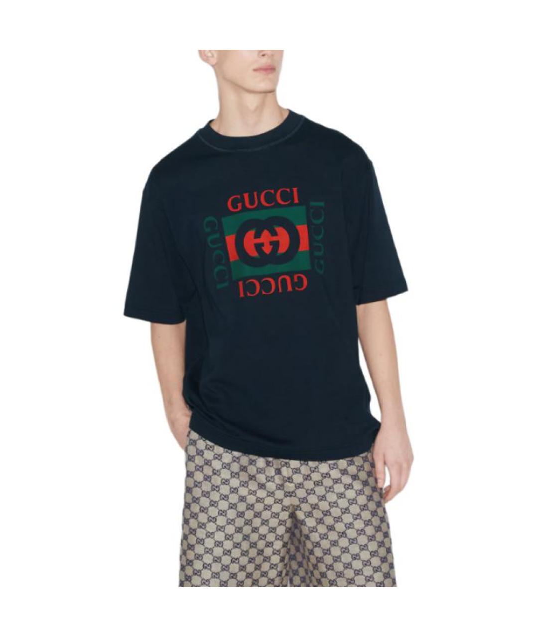 GUCCI Темно-синяя футболка, фото 5