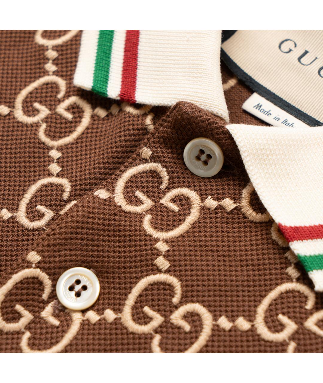GUCCI Коричневое поло с коротким рукавом, фото 4