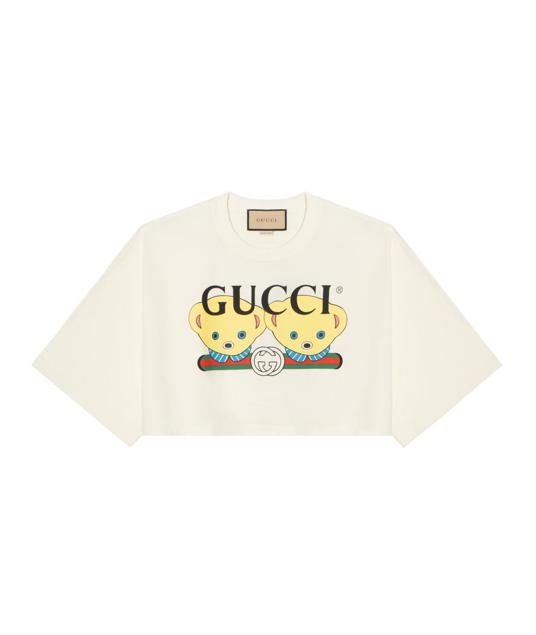 GUCCI Белая хлопковая футболка, фото 1