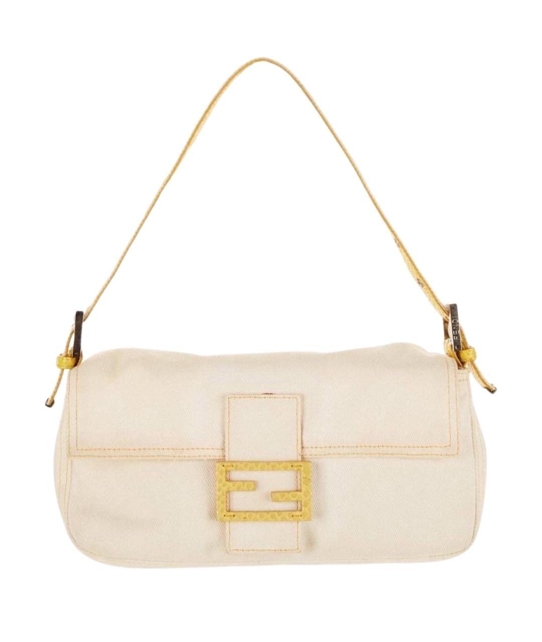 FENDI Желтая тканевая сумка через плечо, фото 1