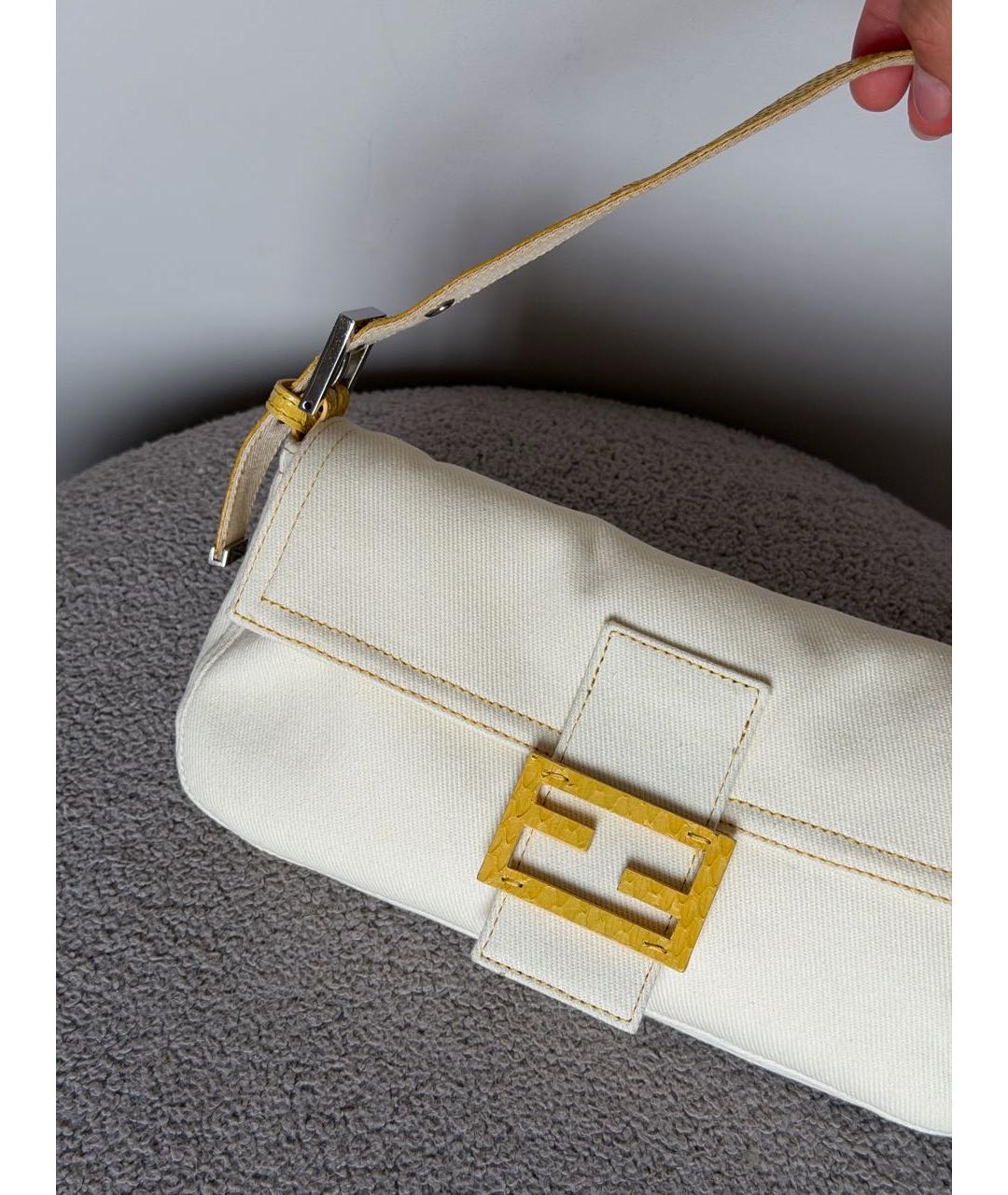 FENDI Желтая тканевая сумка через плечо, фото 3