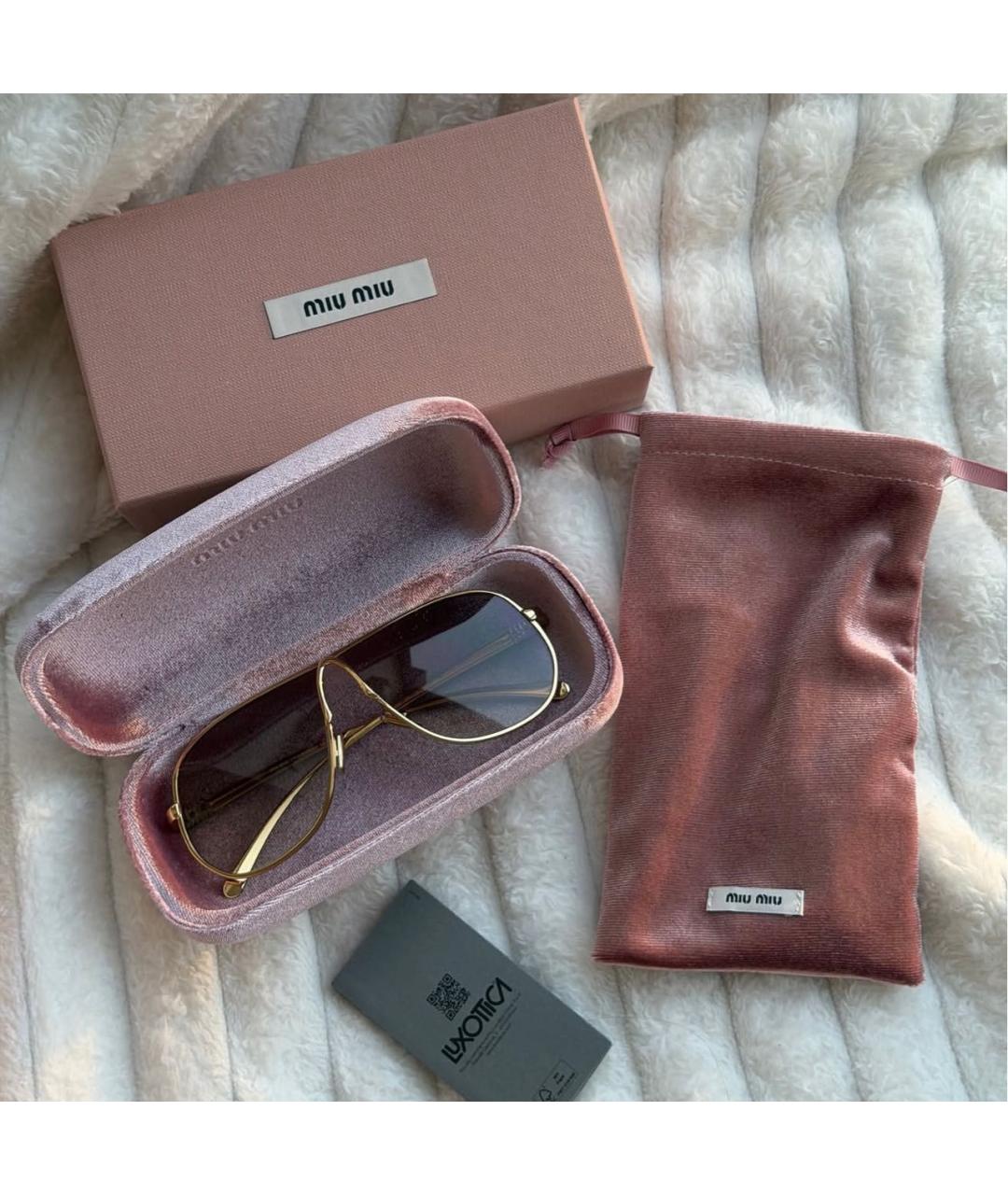 MIU MIU Золотые металлические солнцезащитные очки, фото 2