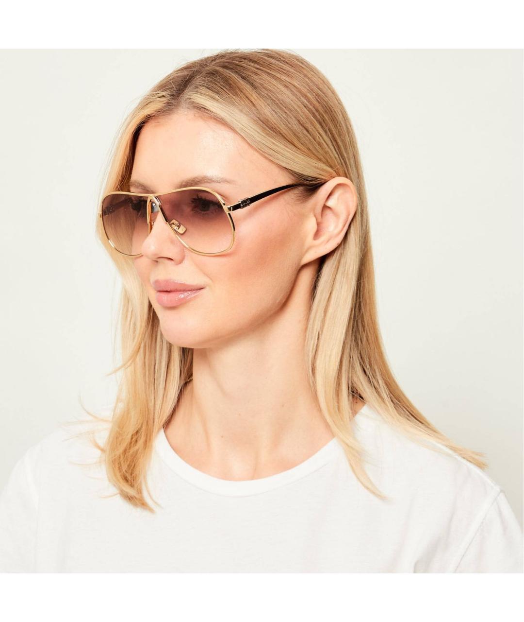 MIU MIU Золотые металлические солнцезащитные очки, фото 4