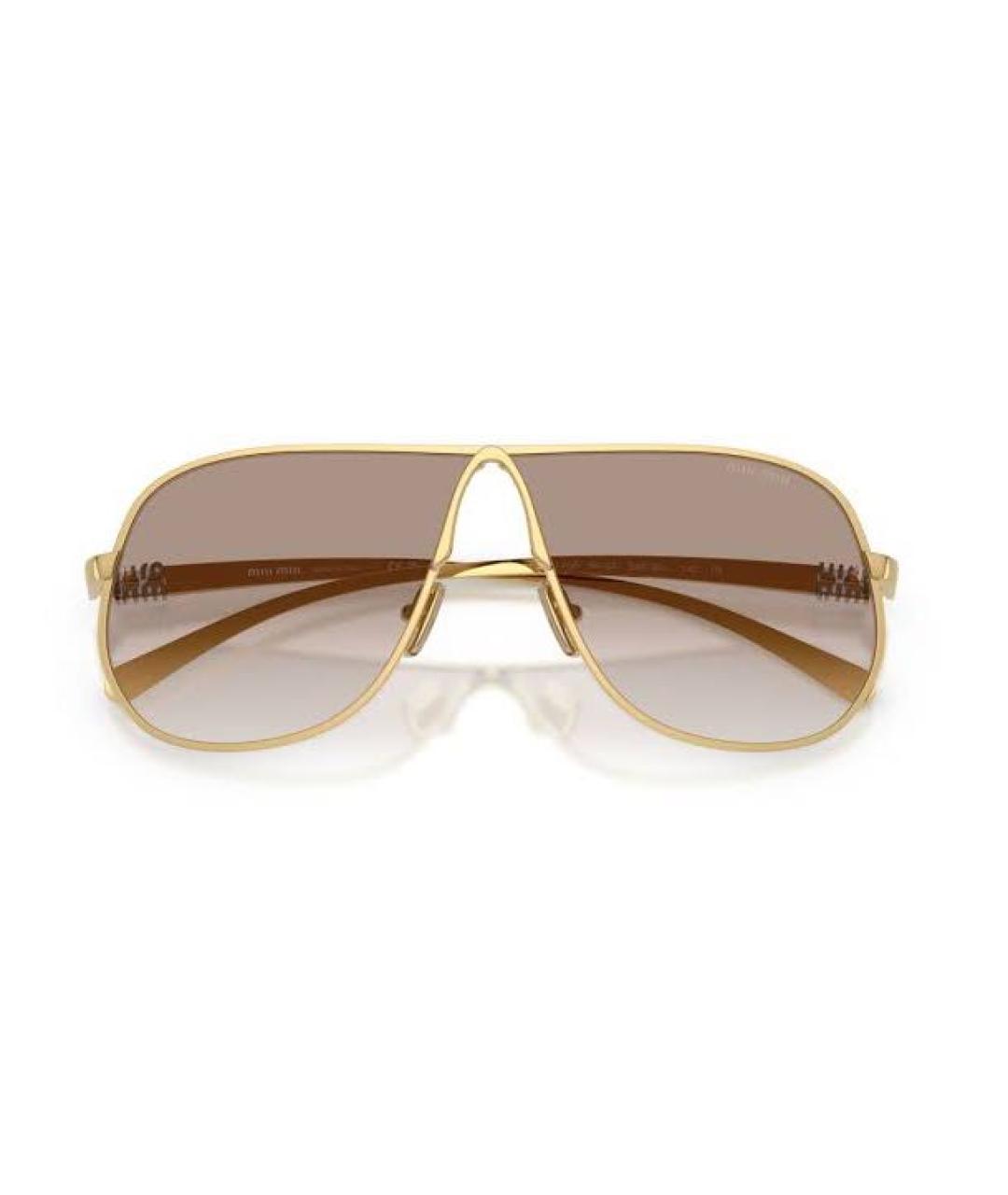 MIU MIU Золотые металлические солнцезащитные очки, фото 5