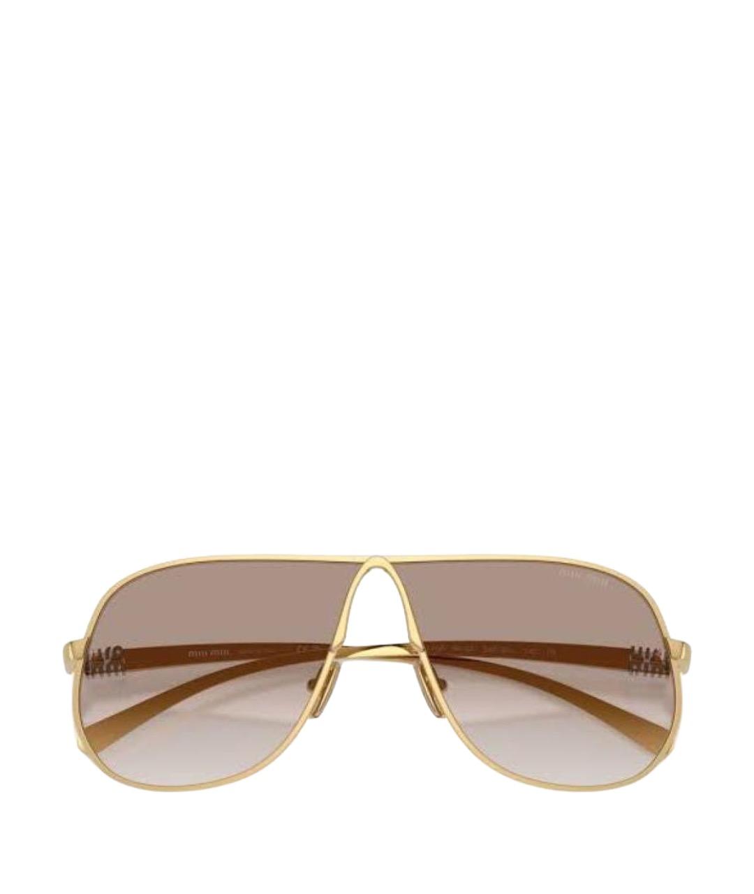 MIU MIU Золотые металлические солнцезащитные очки, фото 1