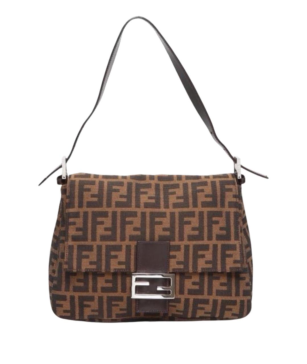 FENDI Коричневая тканевая сумка на плечо, фото 1