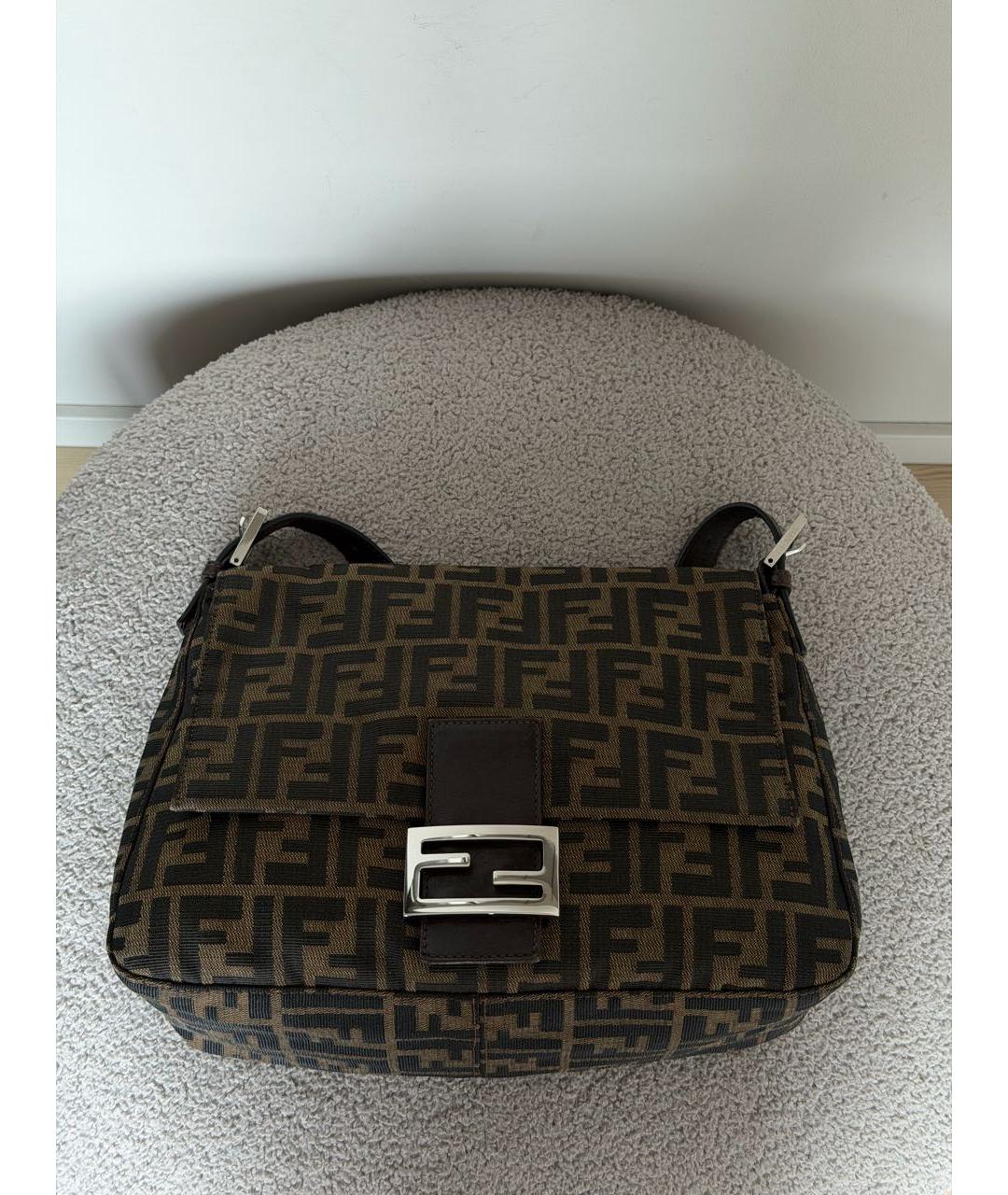 FENDI Коричневая тканевая сумка на плечо, фото 2