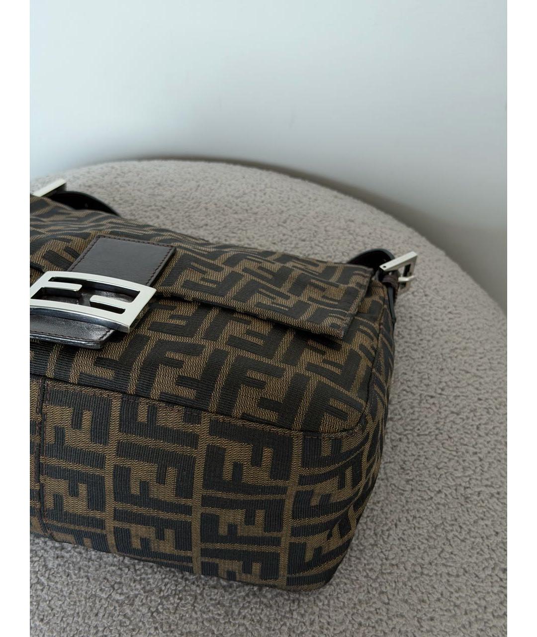 FENDI Коричневая тканевая сумка на плечо, фото 7