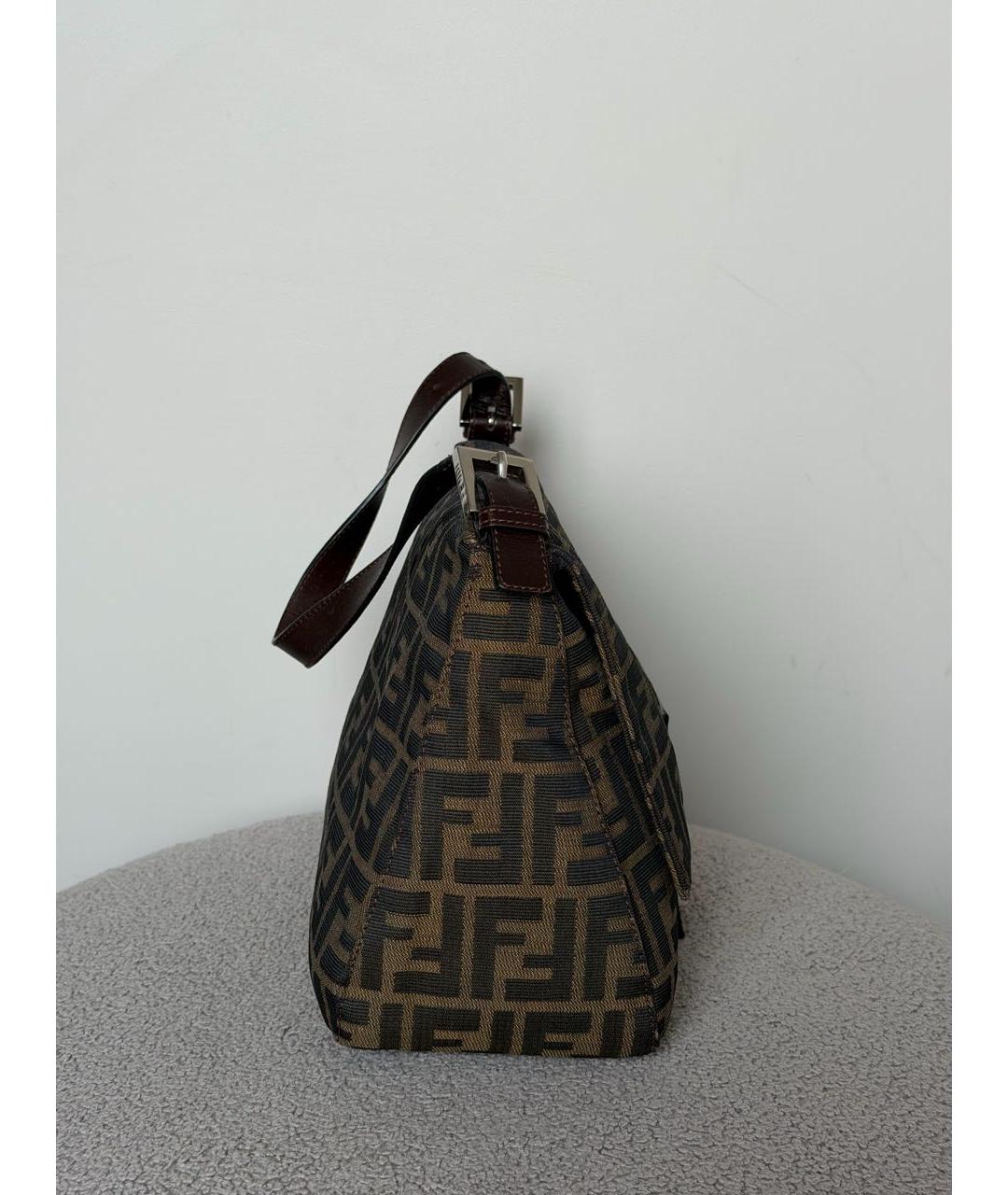 FENDI Коричневая тканевая сумка на плечо, фото 5