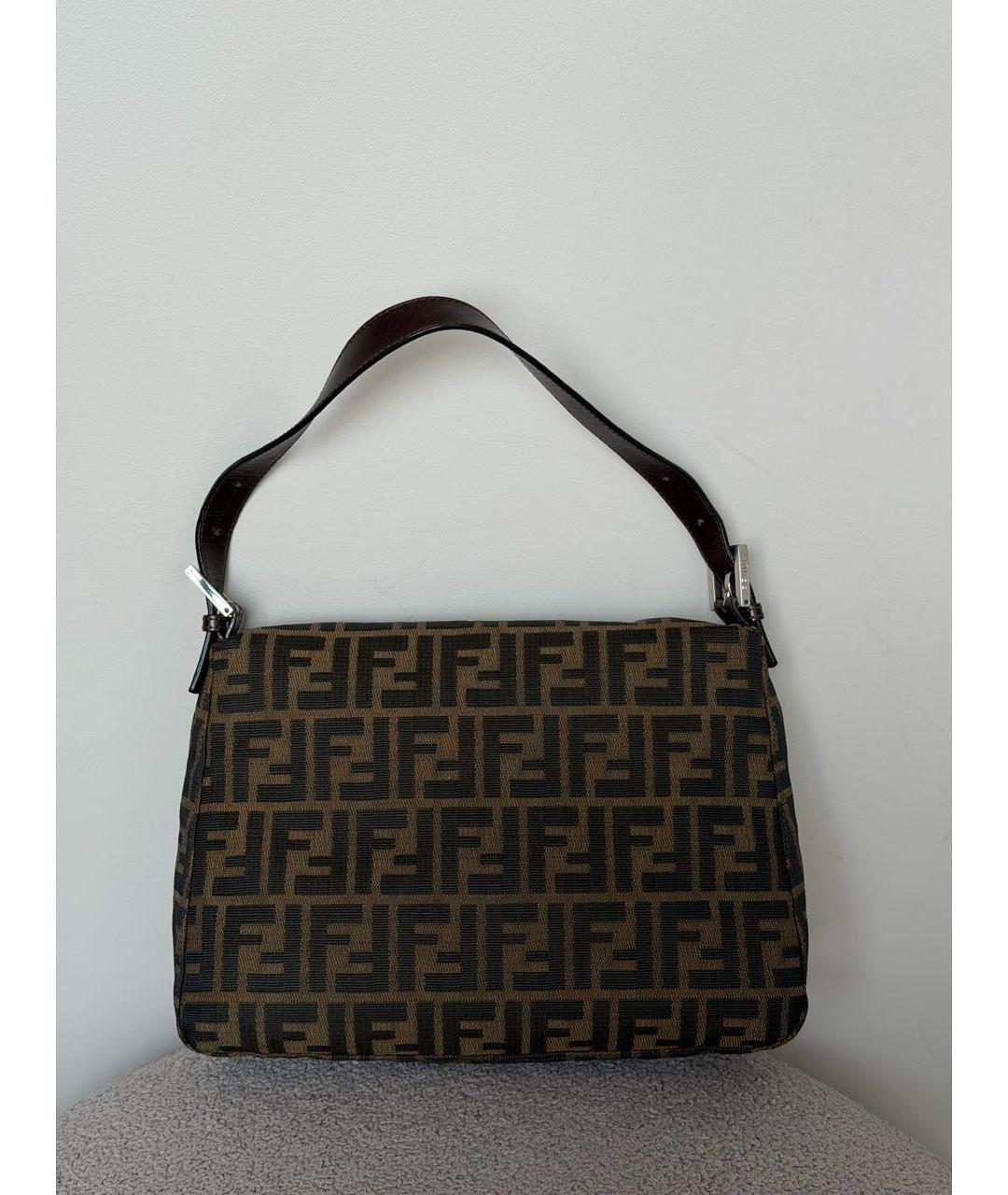 FENDI Коричневая тканевая сумка на плечо, фото 6