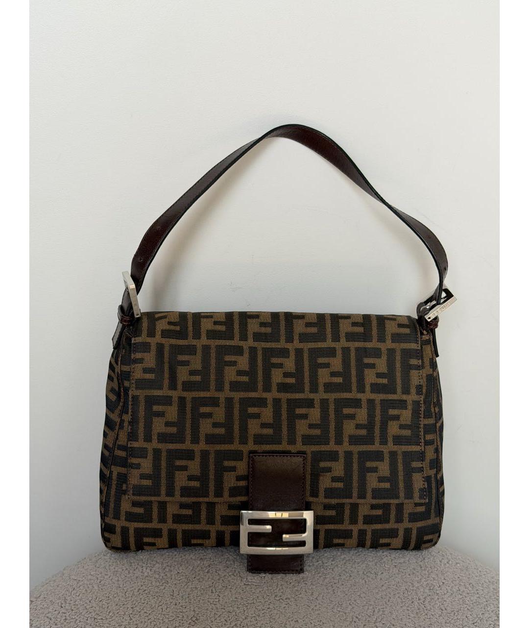 FENDI Коричневая тканевая сумка на плечо, фото 3