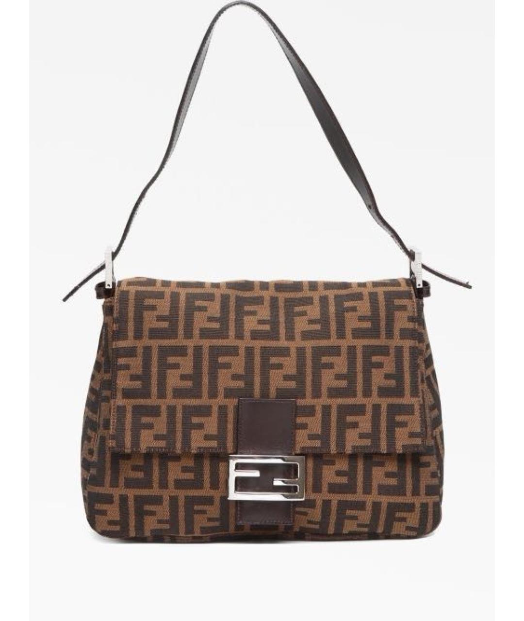 FENDI Коричневая тканевая сумка на плечо, фото 9