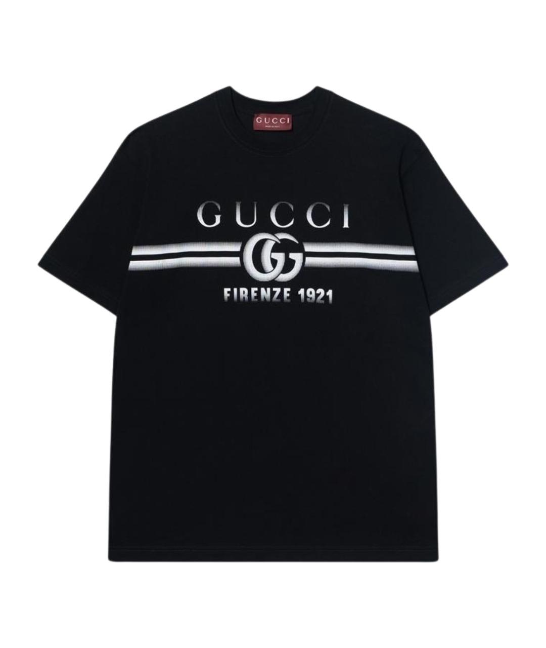 GUCCI Черная хлопковая футболка, фото 1