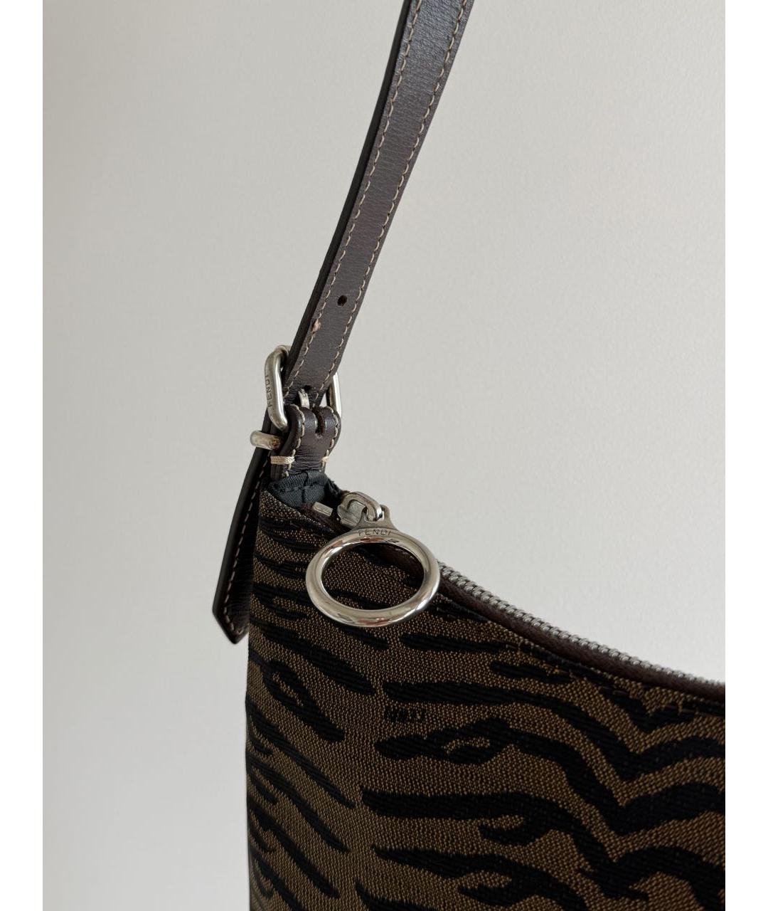 FENDI Коричневая тканевая сумка через плечо, фото 4