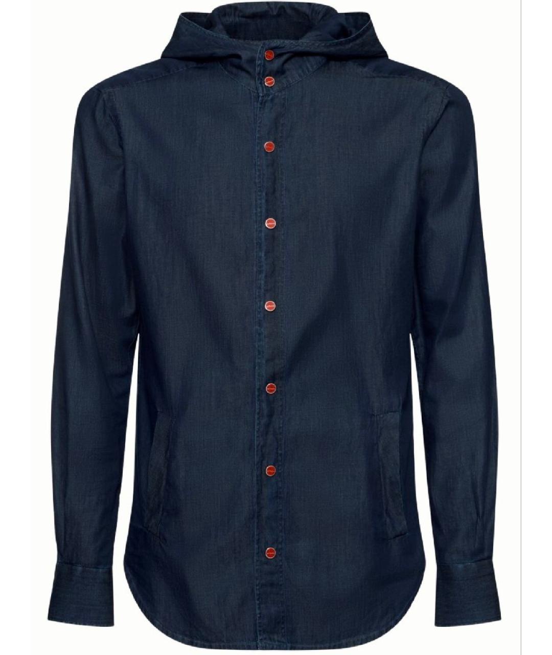 KITON Синяя хлопковая кэжуал рубашка, фото 9